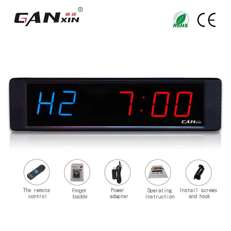 YIZHI GI2B+1R Wholesale Mini Portable 1 Inch 6 digit Remote Digital Led Clock Gym Crossfit Timer