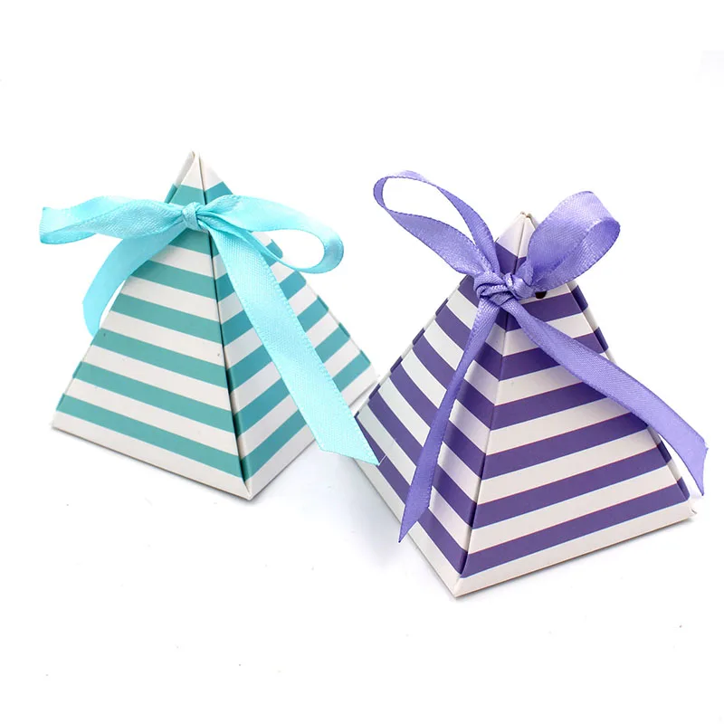 Wedding Triangular Pyramid Gift Box Wedding Fvors Baby Shower Candy Boxes for Guests
