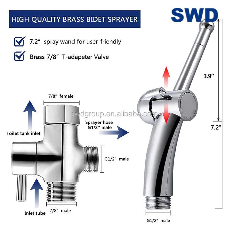 Portable Handheld Shattaf Bathroom Bidet Shower Sprayer Set With Hose Shattaf Toilet