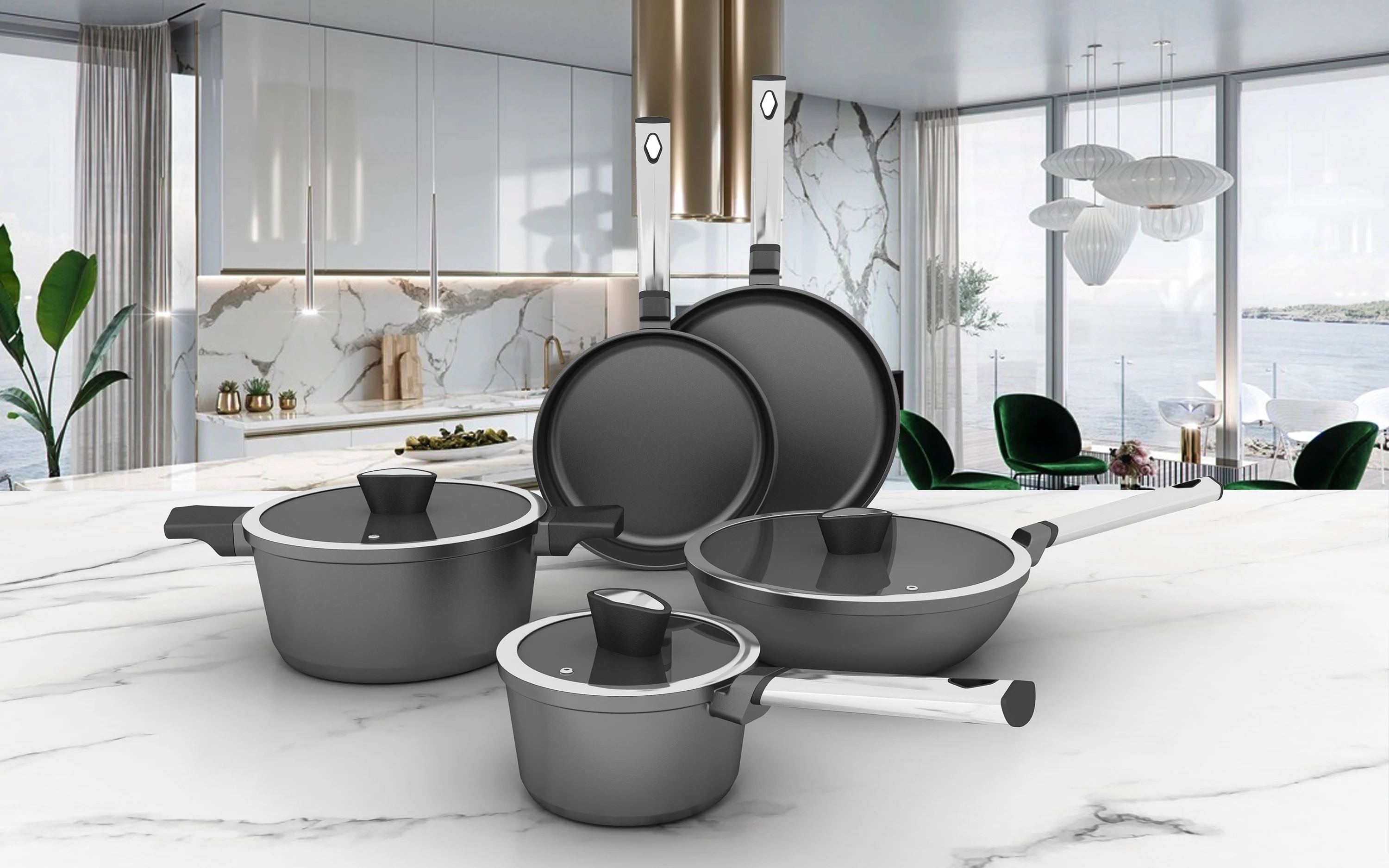 Best Selling Cooking Kitchen Cookware Die Cast Aluminium 20/24/26/28CM Non stick Frypan With Stainless rim