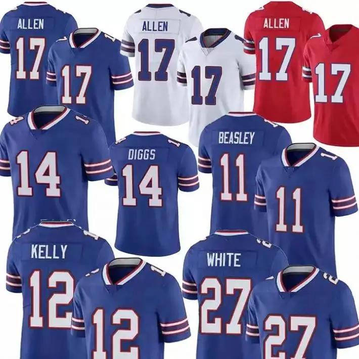 Мужская футболка Buffalo Bill 17 Allen 14 Diggs 10 Beasley 26 Singletary 40 Miller высшего качества