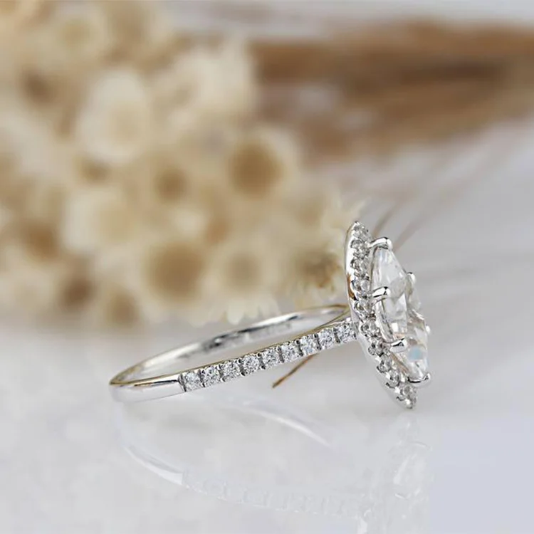 Moissanite Light White Color 5x8MM Antique Marquise shape Diamond for 14K White Gold Moissanite Ring