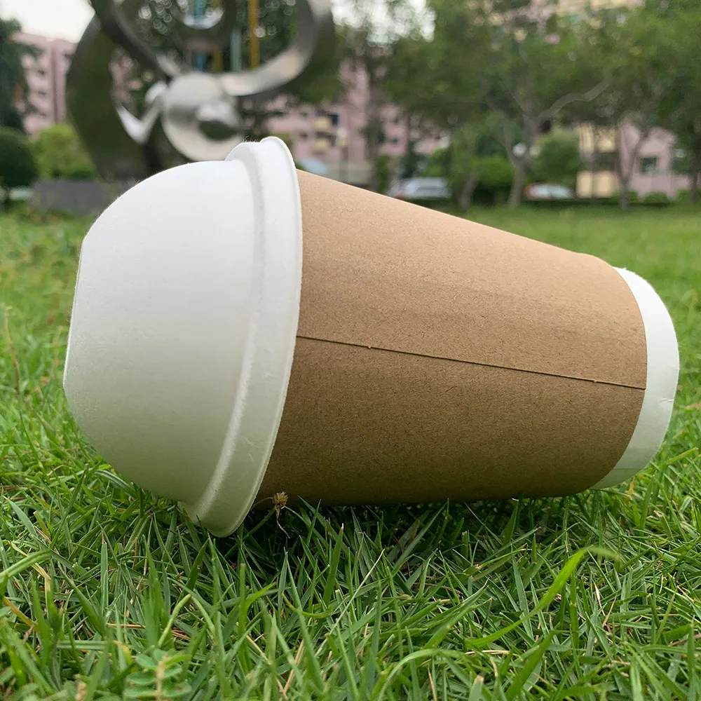 Factory Direct Biodegradable Compostable Bagasse Pulp Cup Lids Paper Coffee Cup Lids Disposable Cup Lid