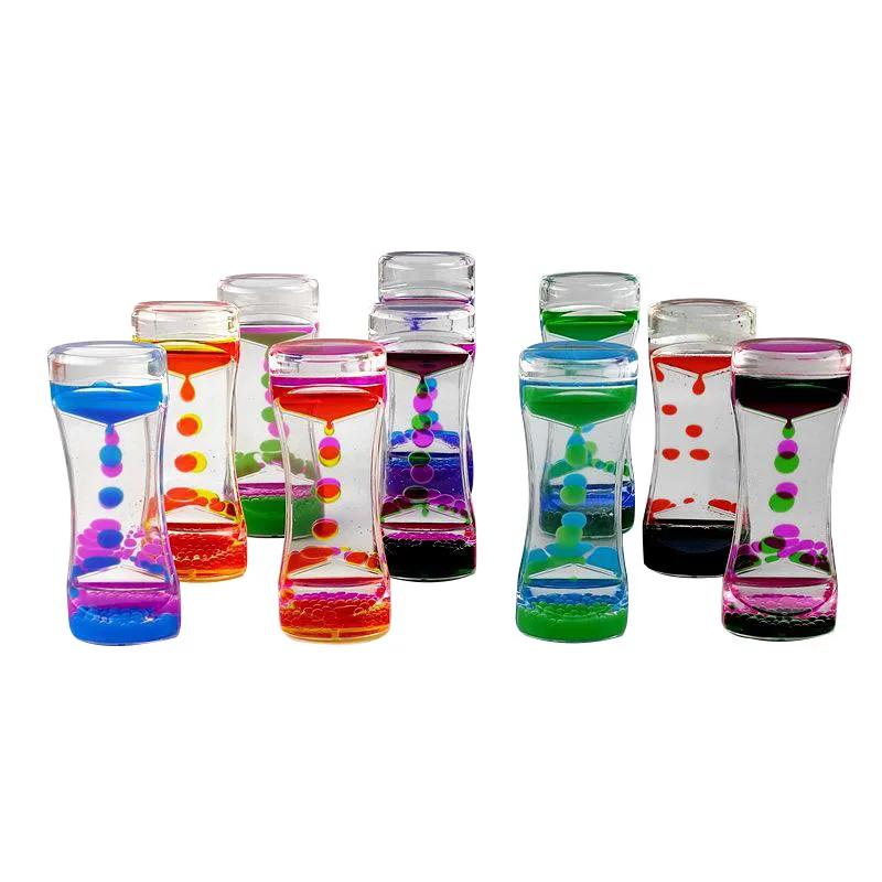 Wholesale Oil Glass Acrylic Hourglass Two-color Liquid Oil Leaking Decompression Crafts Creative Gift