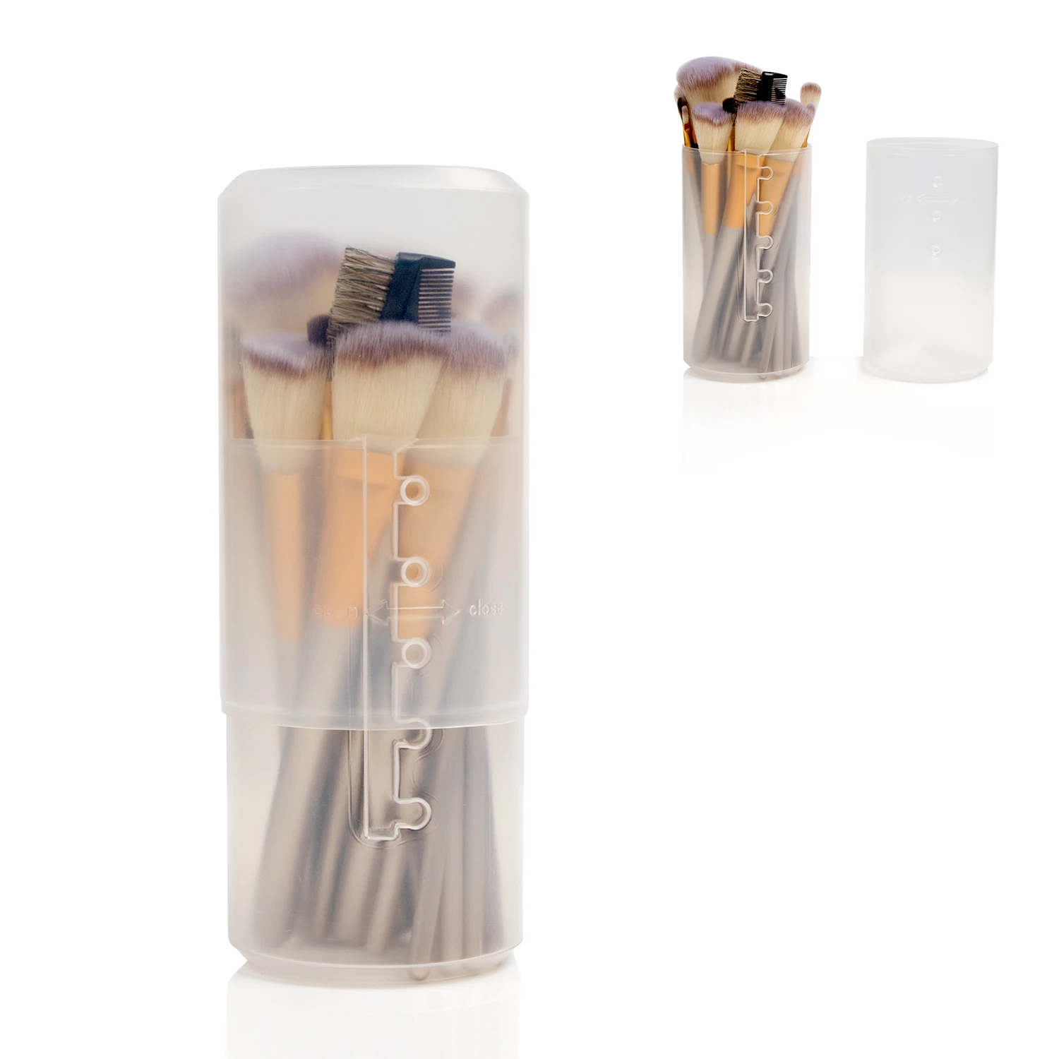 Relavel Plastic Clear Travel Brushes Organizer Case Container Cup Cylinder Acrylic Retractable Makeup Brush Holders