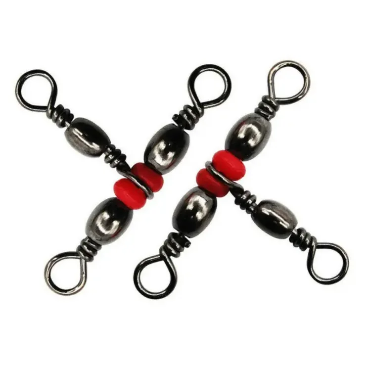 Fishing Snap Swivel 3 Way luminous  Swivel Barrel Ring Hook Lure Line Stainless Steel Connector Beaded Fishing Accessory