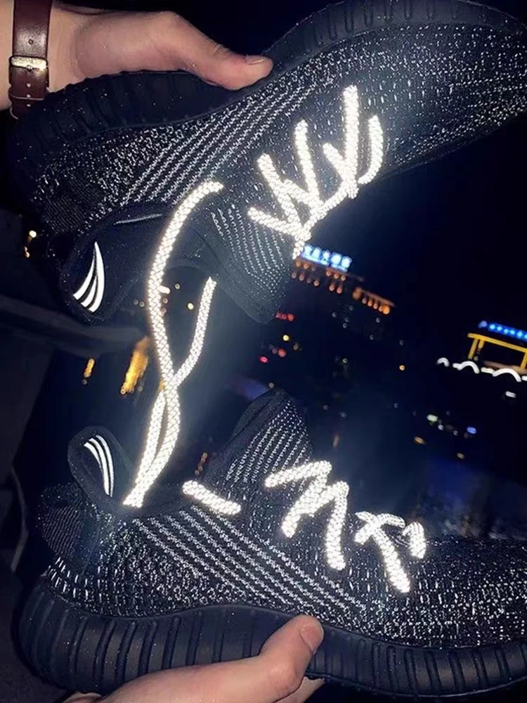 2024 New fashion reflective shoelaces for sport shoes customized design shoelaces for sneaker reflective material