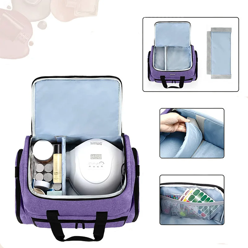 2024 NEW YCH Makeup Salon Nails Bag Large Capacity Carrying Cosmetic Bag 48 Bottles Organizer Essential Nail Polish Bags
