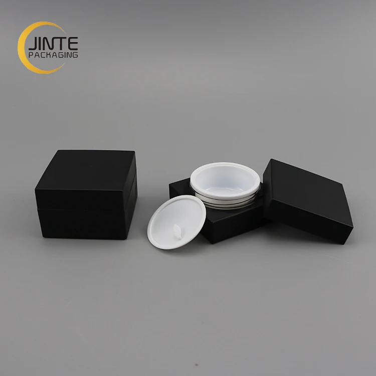 Low Profile 0.5oz 1oz 2oz  Cosmetic Container Matte Black Square Acrylic Jar for Facial Cream 15ml 30ml 50ml UV Nail Gel Jar