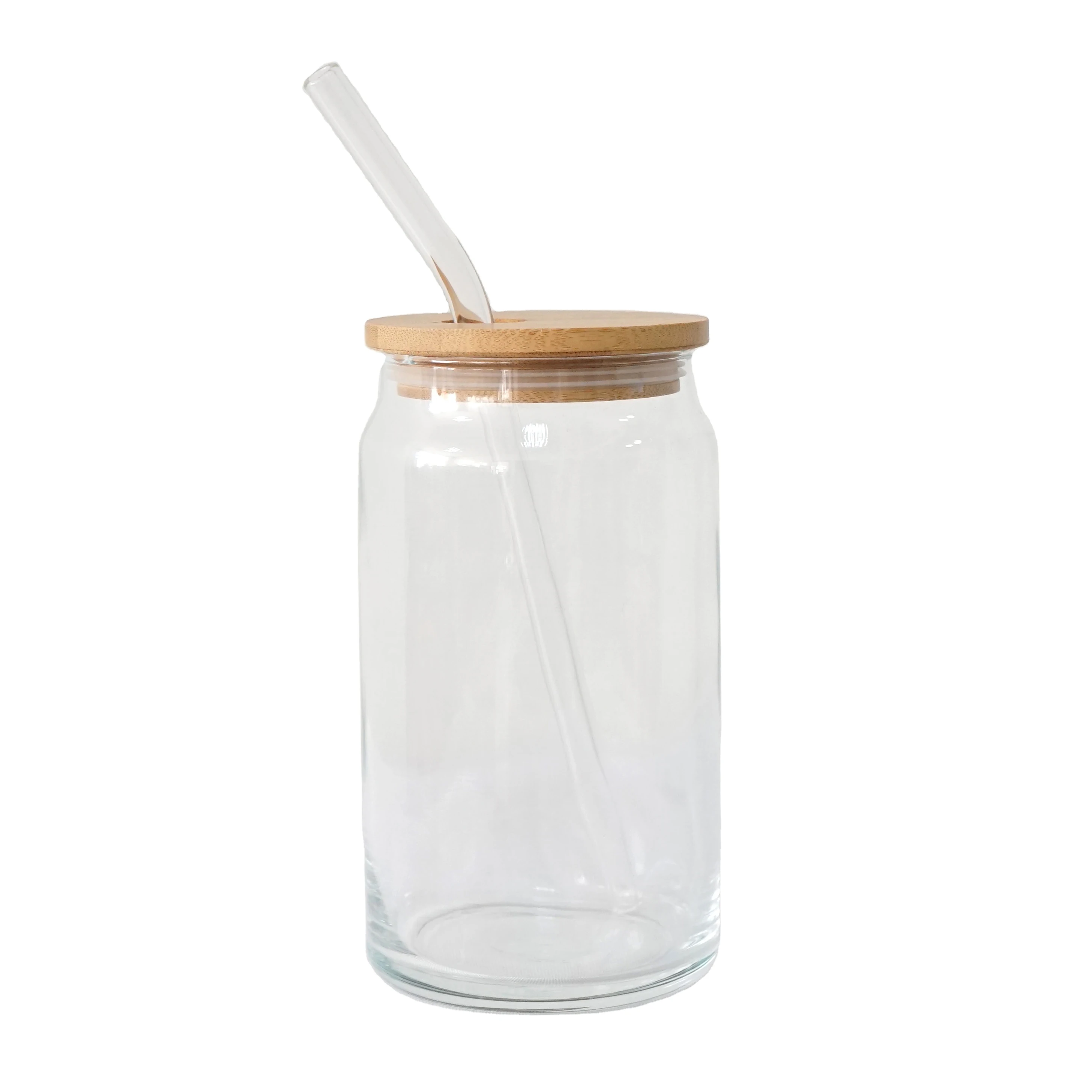 USA Warehouse 12oz 16oz DIY blank sublimation Can Shaped Beer Glass Cups with bamboo lid and straw beer can glass for iced coke