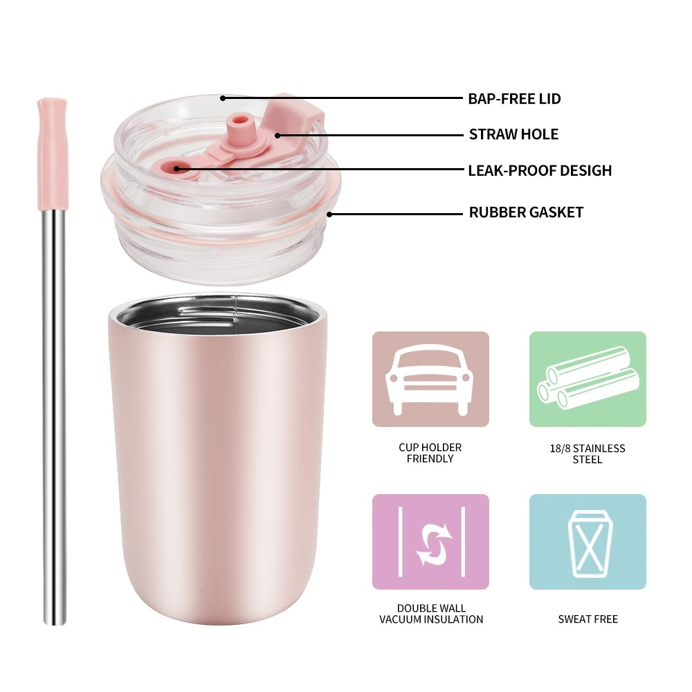 280ml 9oz Small Coffee Mug Double Wall Vacuum Stainless Steel Insulated Travel Tumbler Coffee Cup With Lid