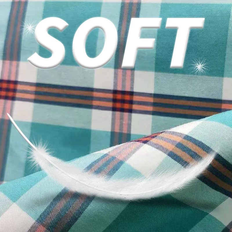 Fashion Lightweight 125GSM Twill Woven 52/48 Cotton Nylon Fabric Check Patten Blended Fabric For Garments Home Textiles