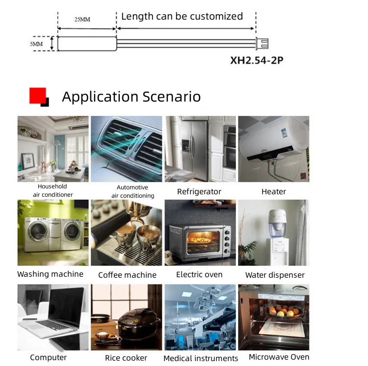 NTC temperature sensor B3950 thermistor 10K air conditioning probe 5*25MM 5m 10m 15m