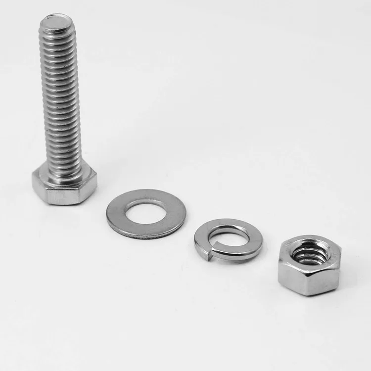 Stailnless steel 304 DIN933 hex bolt and nut washer