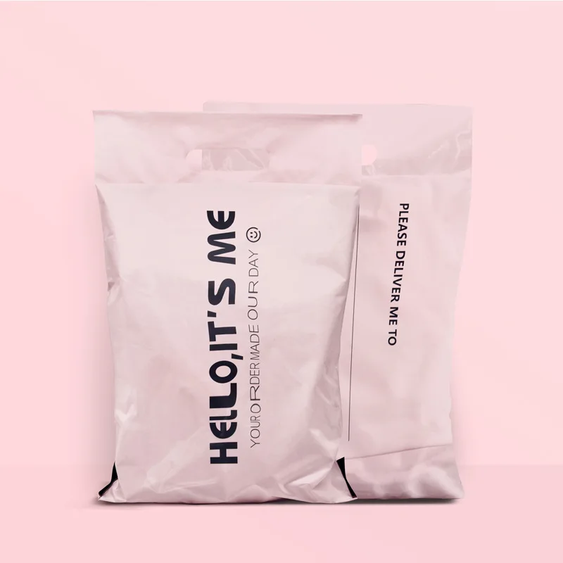 Bio Pink Thank You Mailer Bag 10x13 Custom Logo Clothing Courier Shipping Package Mailing Bags Poly Mailers with Handle