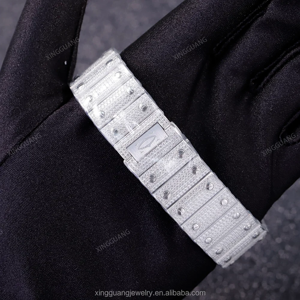 Hot Sale Brilliant Cut VVS Moissanite Watch Hip Hop Diamond Watch Luxury Collection Automatic Diamond Watch For Gift