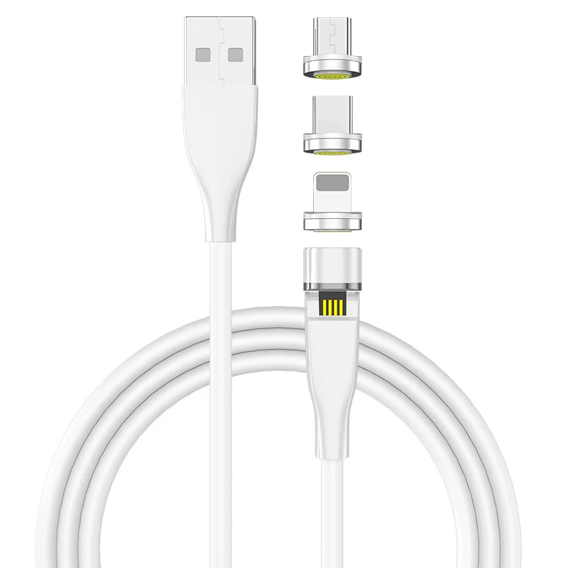  Лидер продаж usb-кабель 3 в 1 с поворотом на 540 градусов Micro/8pin/Type C 3A магнитный кабель для быстрой зарядки мобильного