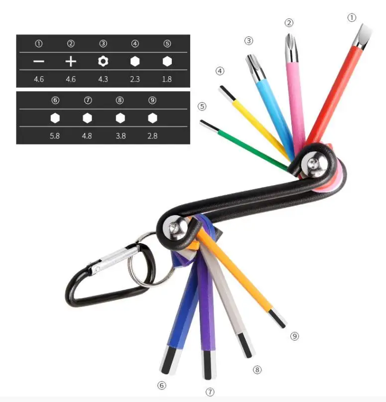 Folding Hexagonal Screwdriver Hex Key Wrenches Allen Keys Hand Tool Portable set with