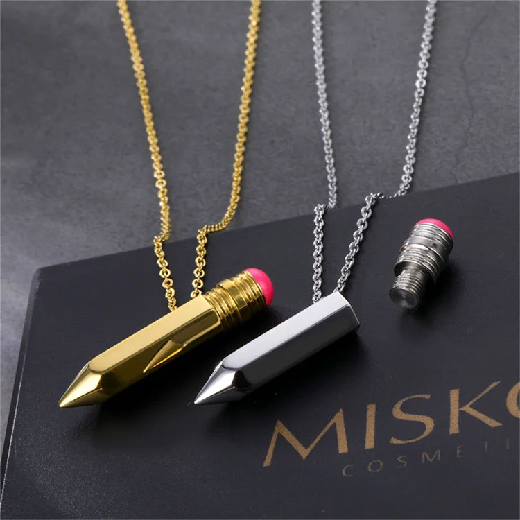 Inspired Pencil Luxury 316 Stainless Steel Fine Fashion Jewelry Pvd Pendant Necklaces 2024 for Woman Women Man Wholesale