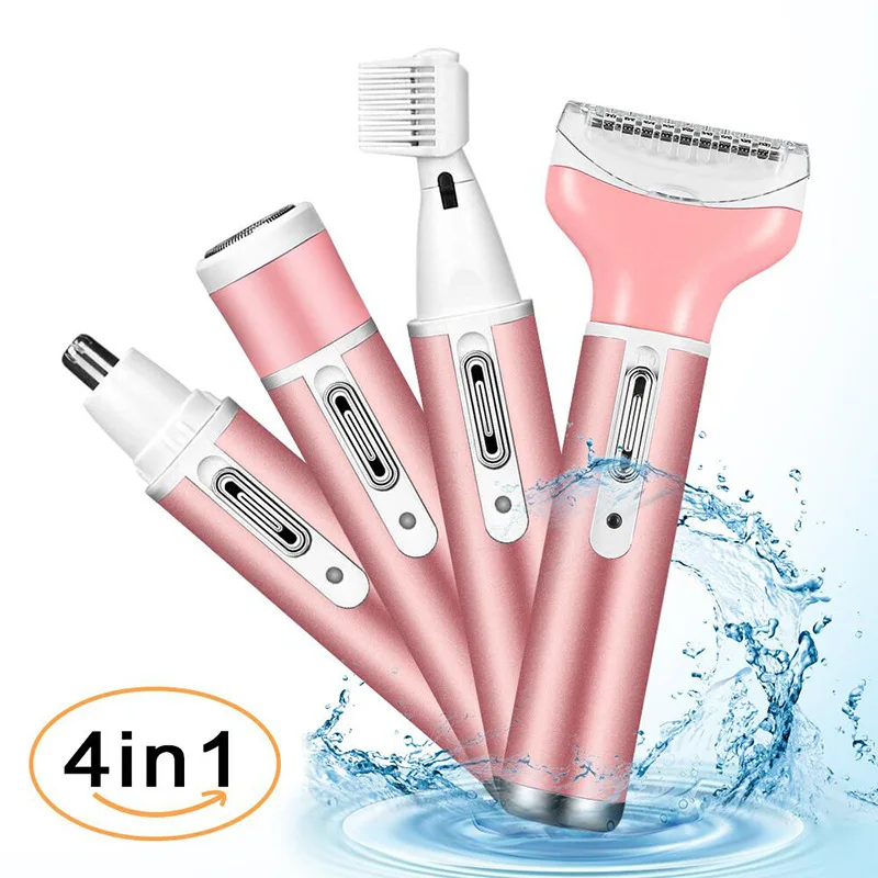 4 in 1 Women Professional Waterproof Painless Usb Rechargeable Body Hair Remover For Leg