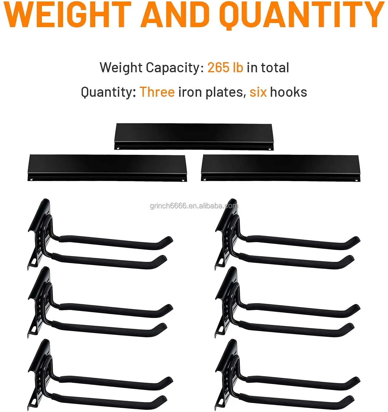 Garage Storage Tool Organizer Rack Heavy Duty Tools Organization Wall Mount Hanger With 6 Hooks 48inch Tracks