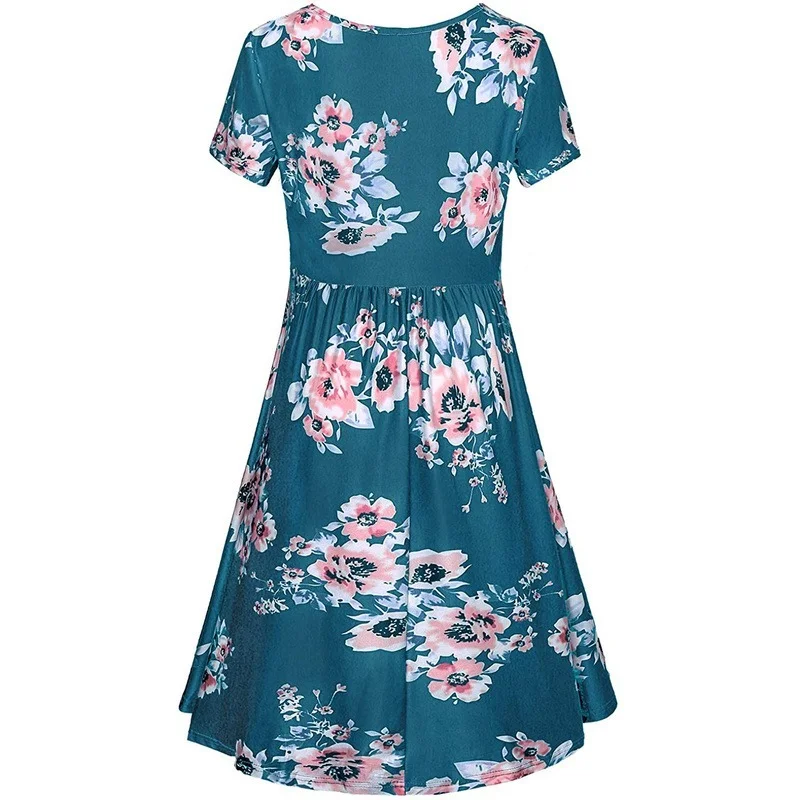 
Women Print Flower Maternity Nursing Dress Summer Short Sleeves Pregnancy Clothing Casual Vestido Embarazada 