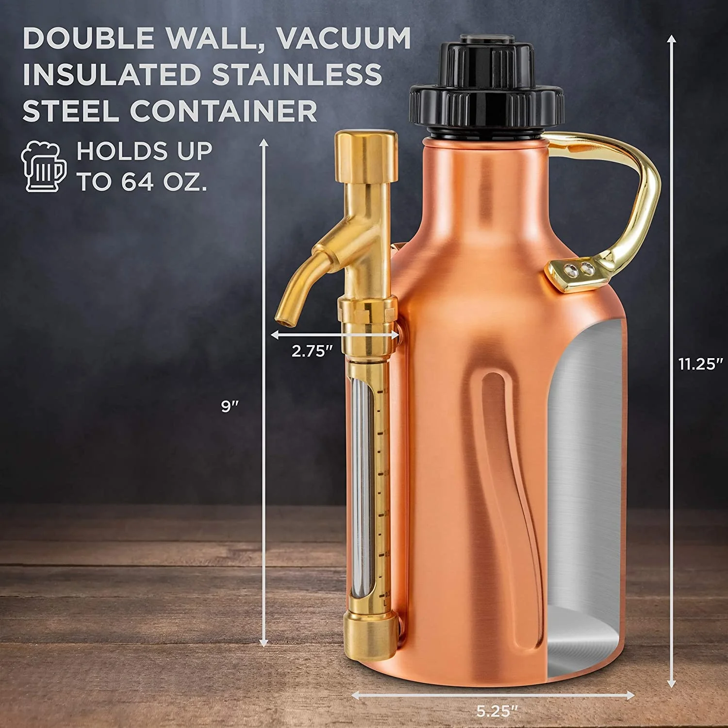 Factory price high quality 128oz stainless steel mini beer keg carbonated pressurized mini beer growler