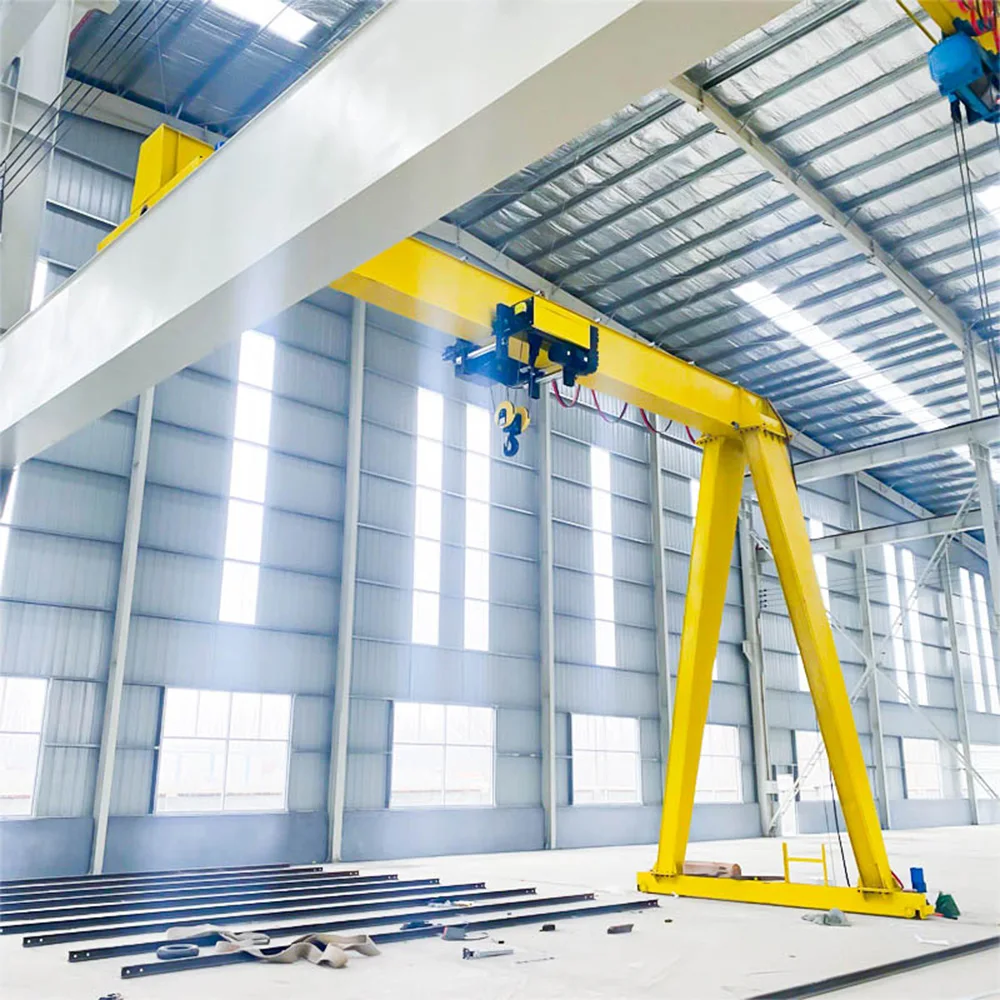 Factory outlet wheel type semi-gantry crane with electric hoist