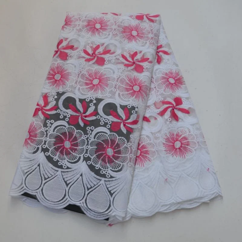 AR#107-116 African  Embroidered Fabric Polyester Materials French Net Lace For Wedding Dress