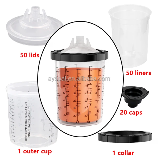 Hot Sale 800ml 125MIC Disposable PP Cups Plastic Painting Spray  Mixing Cup Painting Automotive Paint Mixing Spray Gun Cup Set