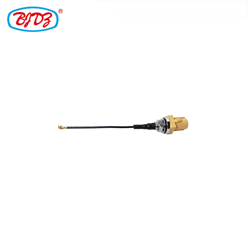 Manufacturer supply Fakra I type yellow color to Ipex MHF to 1.37mm Customizable Pigtail Jumper extension Cable assembly EVs
