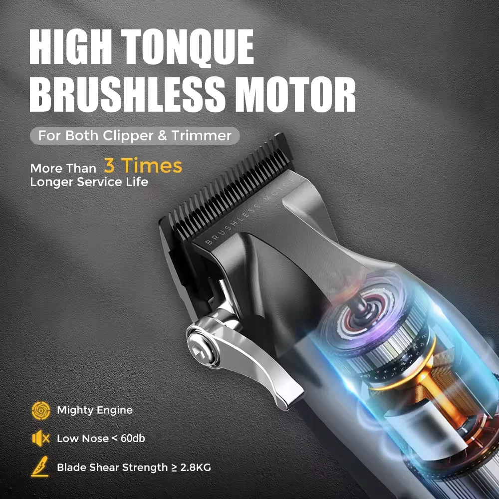 Professional Barber Lithium Battery Hair Cut Machine Powder Metallurgy Cordless Trimmer Electric Hair Clipper Zero Gap