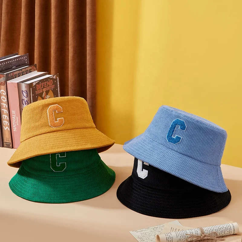 Wholesale Custom Embroidery Design Logo Winter Fisherman Reversible Cotton Panama Fisherman Bucket Hat For Adult Kids