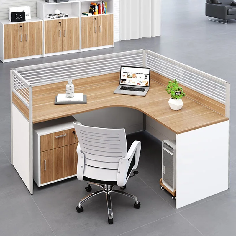 Fashion office staff desk single more seats office desk furniture partition table with file cabinet