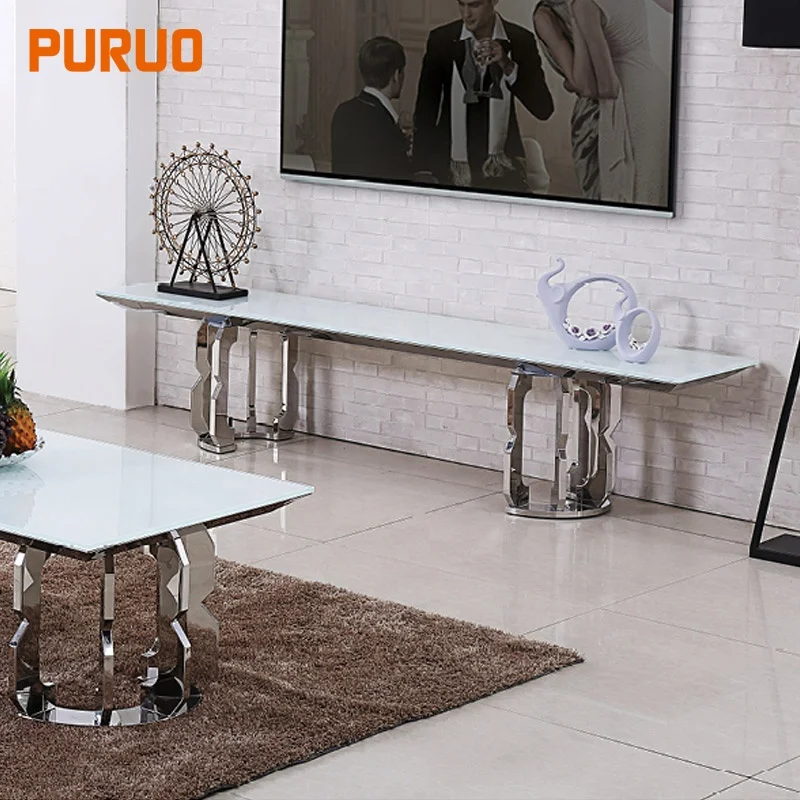 PURUO Marble Stainless Steel Stone Dining Table Designs