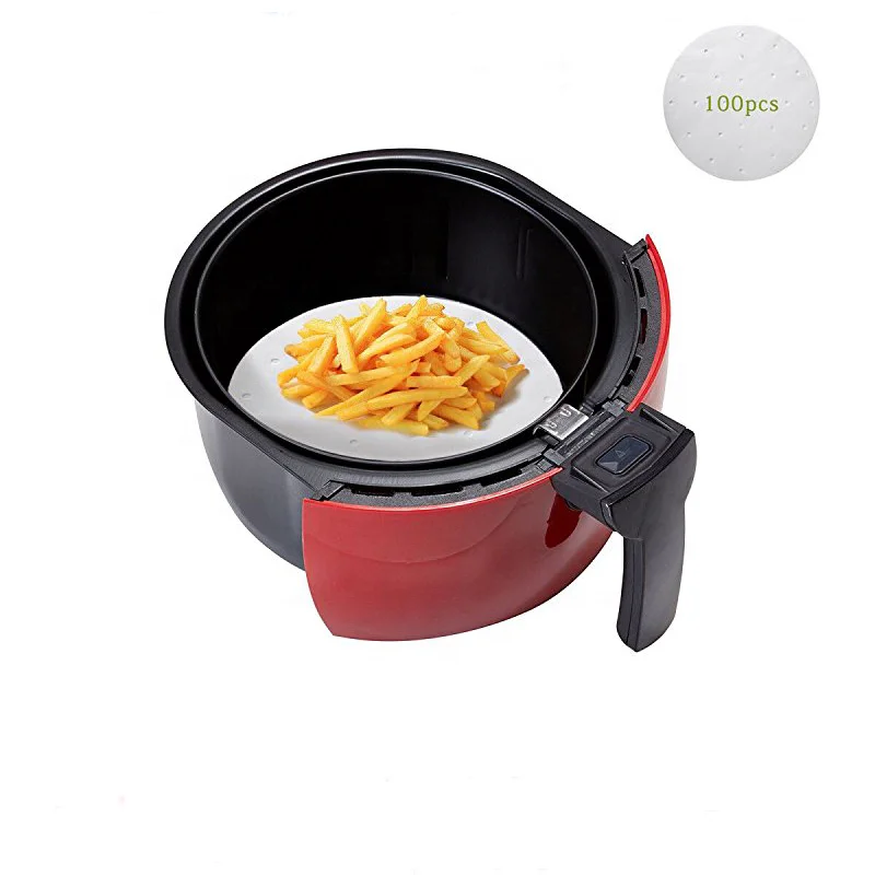 100Pcs 9Inch Heavy Duty Air Fryer Liners Parchment Paper Round Perforated Parchment Paper for Air Fryer Uses for Air Fryers