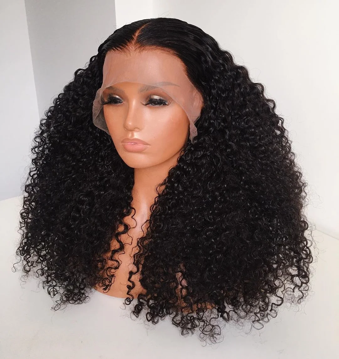 Premier 8 inch to 30 inch 13X6 lace frontal wig with elastic band 3B Curly brazilian hair wigs for black women