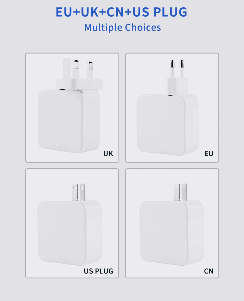 USB C Wall Charger 65W Fast Portable 3 Port Charger USB-C QC PD 3.0 Power Adapter Type C Charger