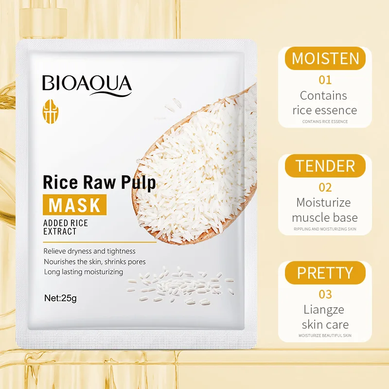 BIOAQUA rice mask Moisturizing skin care patch mask OEM/ODM rice face mask