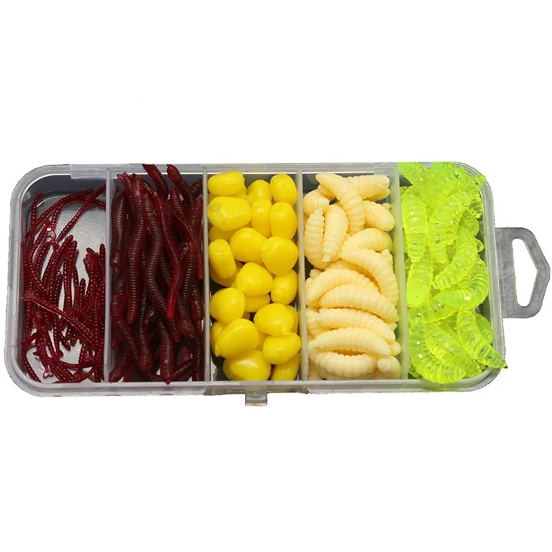 161pcs Hot-selling Multi Carp Fishing Lure Set Soft Bait Sea Red Worm Bread Bug Corn Artificial Fishing Tackle Box Pesca