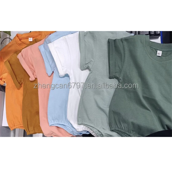 Wholesale New Born Baby Jumpsuit Cotton Toddler Girl Romper Solid Candy Color Summer Onesie For Kids