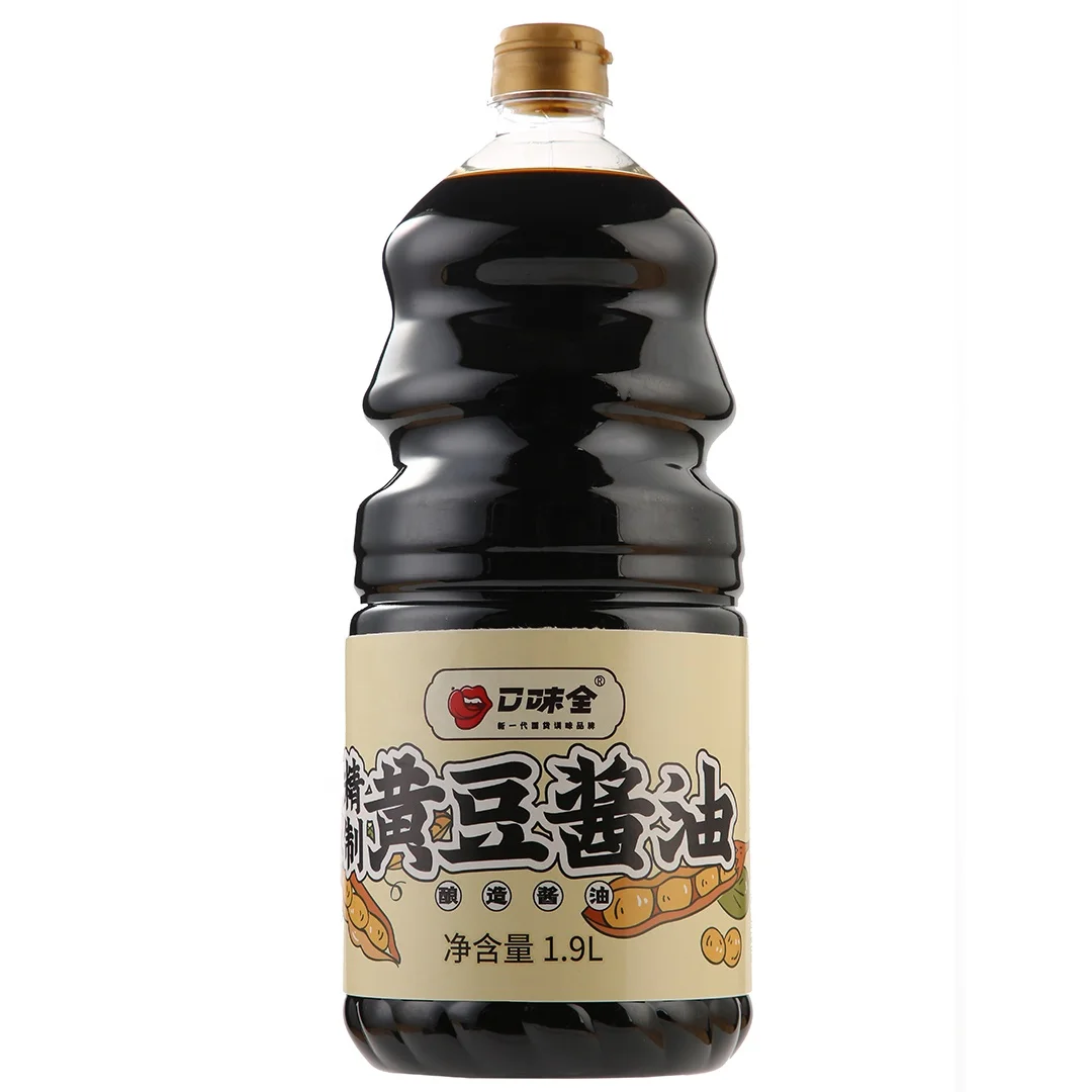 
KOU WEI QUAN 1.9L soybean soy sauce high quality light soy sauce restaurant use organic soy sauce 