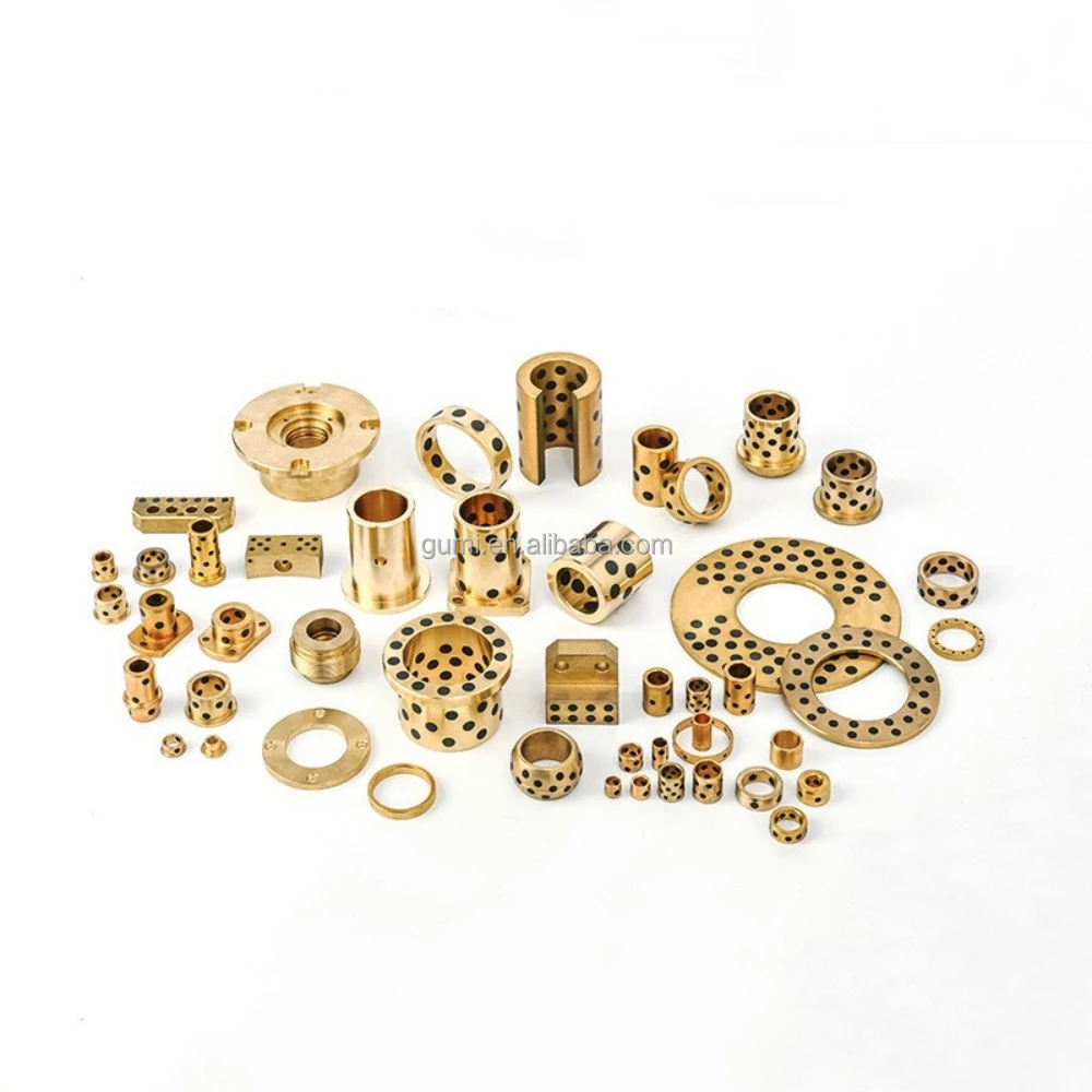 Oil Free Bushing Self Lubricating Wear Resistant Guide Bush Bronze Casting Straight Column Type 8mm Oiless Brass Alloy Bushings