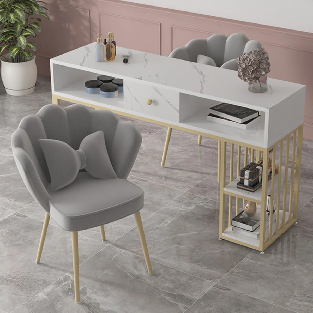 Marble Light luxury Japanese fashional professional salon nail tech tables manicure station manicure table and chair set