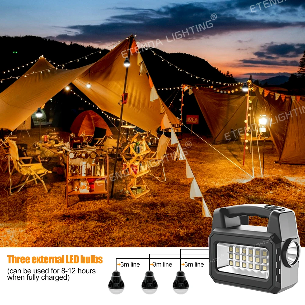 6000MAH Lithium Battery Solar Energy System With Bulbs Home Lighting Phone Charger Power Station With Solar Panel For Outdoor