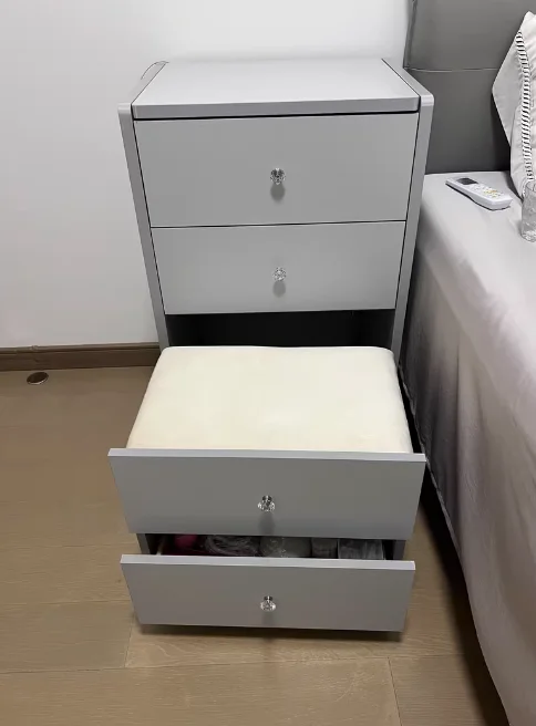 Modern Style Grey Color Dressing Table with Seat Mirror USB bluetooth Bedside Table Multafunction With Storage Bedroom Furniture