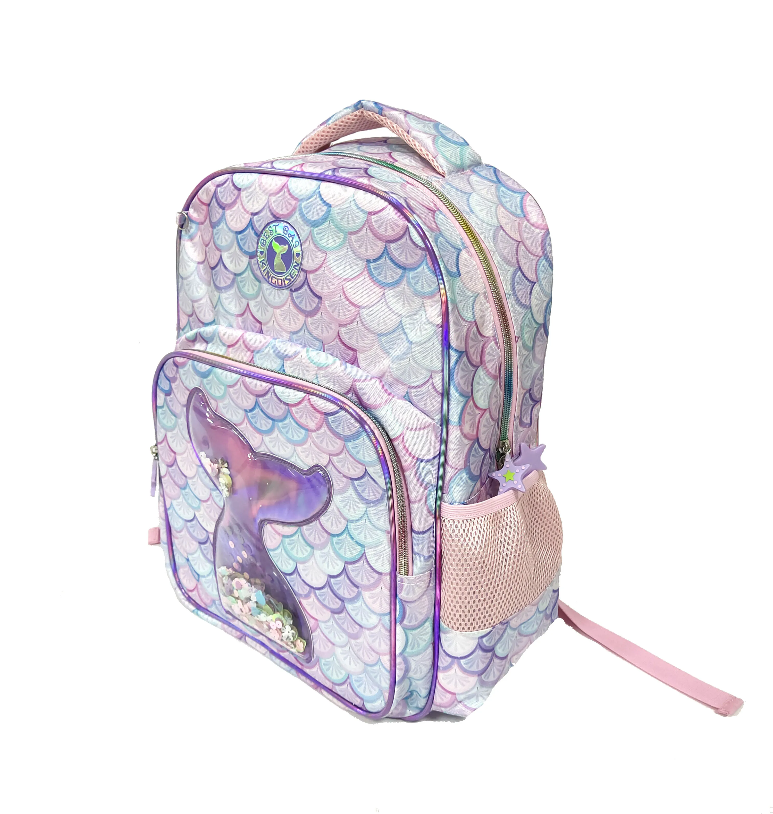 Custom Cartoon Backpacks Mermaid School Backpack Kids 3 in 1 School Bags with Lunch Bag for Girls