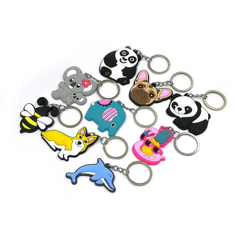 custom 2D 3D PVC keychain cute cartoon animal soft rubber keychain