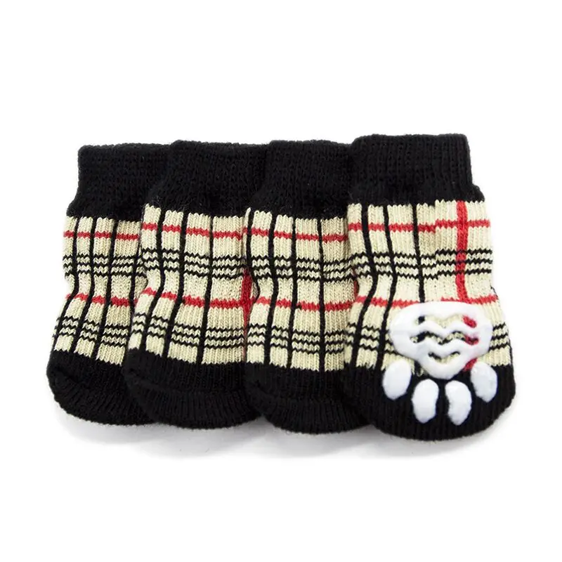 Classic Anti-Slip Knitted Dog Socks Pet Socks Rubber Reinforced Fashion Comfortable Plaid Socks