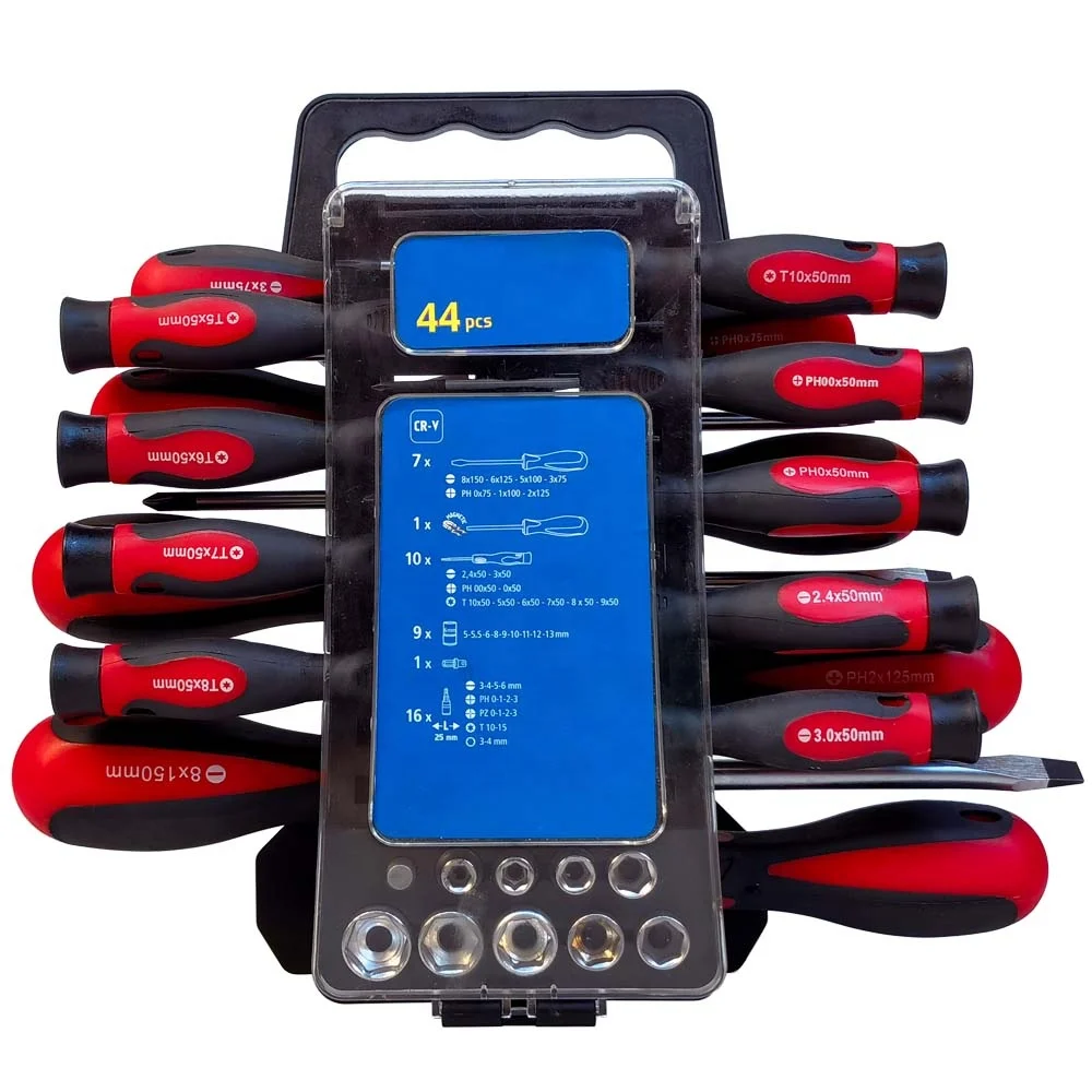 44PC Screwdriver Set Precision Screwdriver Bits Socket Set with Rangement Rack Multifunctional For Repairing